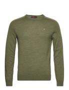 Merino Ck Tops Knitwear Round Necks Khaki Green Morris