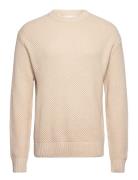 Slhbert Relaxed Ls Knit Stu Crew Neck W Tops Knitwear Round Necks Beig...