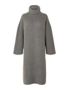 Slfnew Elina Ls Knit Highneck Dress B Polvipituinen Mekko Grey Selecte...