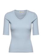 Ludmilla Ss Tee Gots Tops T-shirts & Tops Short-sleeved Blue Basic App...