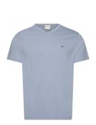 Slim Shield V-Neck T-Shirt Tops T-shirts Short-sleeved Blue GANT