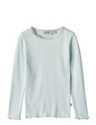 Rib T-Shirt L/S Reese Tops T-shirts Long-sleeved T-shirts Blue Wheat