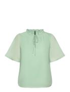 Vmemilie Ss Top Wvn Ce Tops Blouses Short-sleeved Green Vero Moda