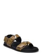 Le Alli Green Leather Sandals Matalapohjaiset Sandaalit Green ALOHAS