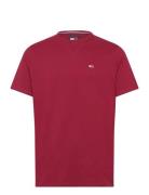 Tjm Slim Rib Detail Tee Tops T-shirts Short-sleeved Red Tommy Jeans