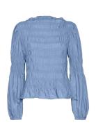 Crhenva Blouse Tops Blouses Long-sleeved Blue Cream