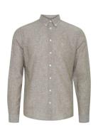 Cfanton 0053 Bd Ls Linen Mix Shirt Tops Shirts Casual Khaki Green Casu...