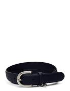 Charm Crosshatch Leather Belt Vyö Navy Lauren Ralph Lauren