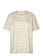 Tasaraita Men Ss Tops T-shirts & Tops Short-sleeved Khaki Green Marime...