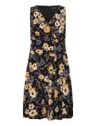 Floral Surplice Jersey Sleeveless Dress Polvipituinen Mekko Black Laur...