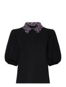 Boucle Fashion Polo Tops Blouses Short-sleeved Black Karl Lagerfeld