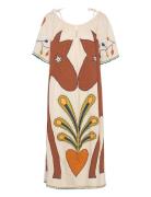 Embroidered Strap Midi Dress Polvipituinen Mekko Multi/patterned Stell...