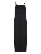 Structure Strap Dress Polvipituinen Mekko Black Bubbleroom