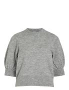 Vibiola 3/4 Sleeve Knit Top #6 Tops Knitwear Jumpers Grey Vila