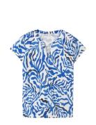 T-Shirt Blouse Alloverprinted Tops Blouses Short-sleeved Blue Tom Tail...