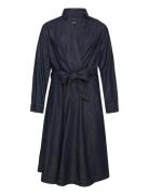 Denim Long-Sleeve Midi Dress Polvipituinen Mekko Blue Lauren Women