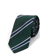 Green Striped Preppy Silk Solmio Kravatti Green AN IVY