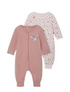 Nbfnightsuit 2P Zip Rosette Flower Pyjama Sie Jumpsuit Haalari Pink Na...