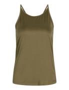 Women Sports Strap Top Sport T-shirts & Tops Sleeveless Khaki Green ZE...