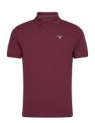 Barbour Tartan Pique Polo Tops Polos Short-sleeved Burgundy Barbour