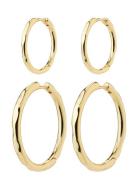 Eve Hoop Earrings 2-In-1 Set Accessories Jewellery Earrings Hoops Gold...