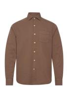 Reg Fit Wide Spread C Gd Twill Tops Shirts Casual Brown Oscar Jacobson