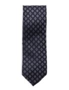 100% Mulberry Silk Diamond-Print Tie Solmio Kravatti Navy Mango