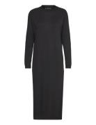 Round-Neck Knitted Dress Polvipituinen Mekko Black Mango