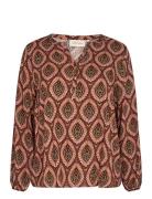 Wa-Sheela Tops Blouses Long-sleeved Brown Wasabiconcept