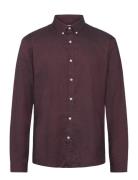 Yarn Dyed Oxford Superflex Shirt Tops Shirts Casual Burgundy Lindbergh