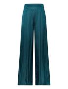 Satin Wideleg Trousers Bottoms Trousers Wide Leg Blue Mango