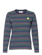 Moa Stripe Long Sleeve Tops T-shirts & Tops Long-sleeved Blue Double A...