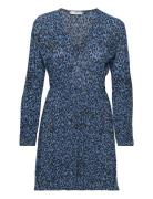 Textured Floral-Pattern Dress Lyhyt Mekko Blue Mango