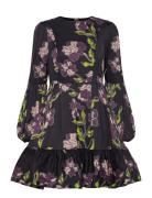 Jasmine Ruffled Mini Dress Lyhyt Mekko Black Malina