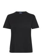 Cotton Jersey Crewneck Tee Tops T-shirts & Tops Short-sleeved Black Po...