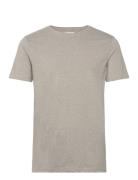 Mouliné O-Neck Tee S/S Tops T-shirts Short-sleeved Grey Lindbergh