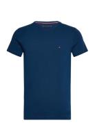 Stretch Slim Fit Tee Tops T-shirts Short-sleeved Blue Tommy Hilfiger