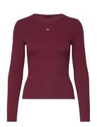 Tjw Slim Essential Rib Ls Tops T-shirts & Tops Long-sleeved Red Tommy ...