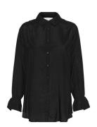 Crarina Shirt Tops Shirts Long-sleeved Black Cream