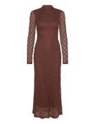 Ola Long Sleeve Midi Dress Polvipituinen Mekko Brown Bardot