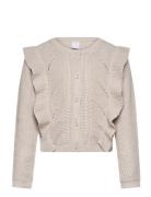 Cardigan With Flounce Tops Knitwear Cardigans Beige Lindex