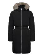 Classic Belted Fur Coat Parka Takki Black Calvin Klein