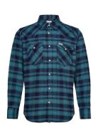 Flannel Western Shirt Tops Shirts Casual Blue Wrangler