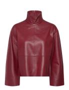 2Nd Jayan - Fine Leather Tops Blouses Long-sleeved Burgundy 2NDDAY