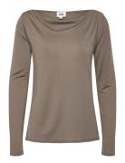 Elianna Top Tops T-shirts & Tops Long-sleeved Khaki Green Twist & Tang...