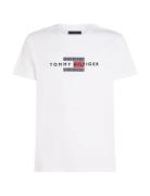 Hilfiger Flag Embro Tee Tops T-shirts Short-sleeved White Tommy Hilfig...