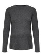 Olmhalle L/S O-Neck Slit Top Jrs Tops Knitwear Jumpers Grey Only Mater...