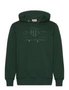 Reg Tonal Shield Hoodie Tops Sweat-shirts & Hoodies Hoodies Green GANT