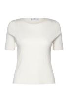 Short-Sleeved Fine-Knit T-Shirt Tops T-shirts & Tops Short-sleeved Cre...