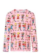 Pippi And Friends Shirt Tops T-shirts Long-sleeved T-shirts Pink Marti...